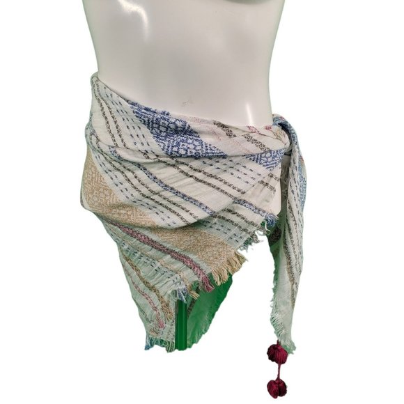 J. Jill wrap Scarf Swim Cover Multi-Way Lightweight Gauzy Linen Blend OS - Picture 3 of 5